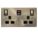 13A Ingot 2 Gang Switched Socket Outlet With Twin USB (Total 4.2A) Outlets