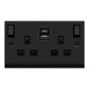 13A Ingot 2 Gang Switched Socket Outlet With Type A & C USB (4.2A) Outlets
