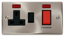 45A 2 Gang Double Pole Switch With 13A Double Pole Switched Socket Outlet & Neon