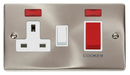 45A 2 Gang Double Pole Switch With 13A Double Pole Switched Socket Outlet & Neon