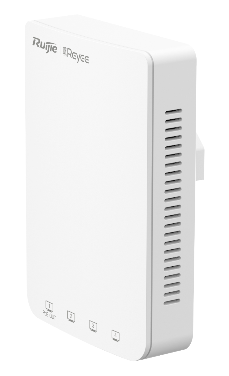 Wi-Fi 5 AC1300 Dual Band gigabit Wall Plate Access Point , 4 front LAN ports, including 1 standard 802.3af PoE out port