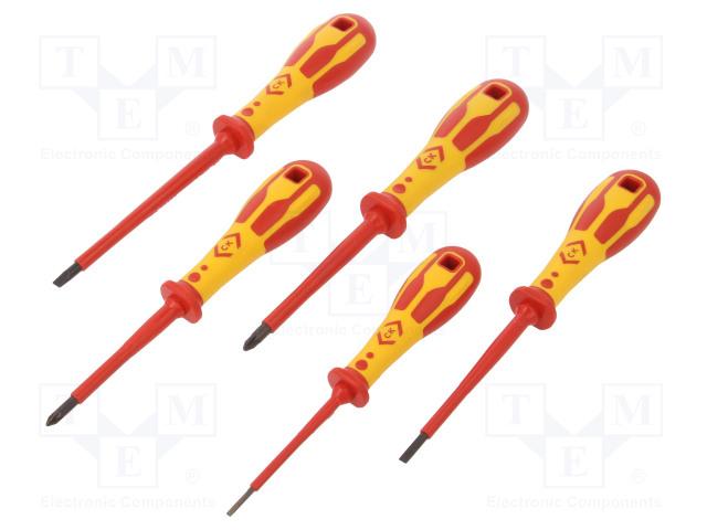 Dextro VDE Slotted / Pozi Screwdriver Set, 5 Piece 