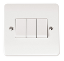 10AX 3 Gang 2 Way Plate Switch