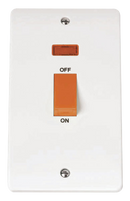 45A 2 Gang (Vertical) Double Pole Plate Switch With Neon