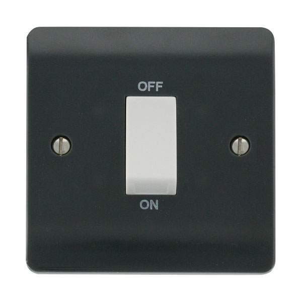 45A 1 Gang Double Pole Plate Switch With White Rocker