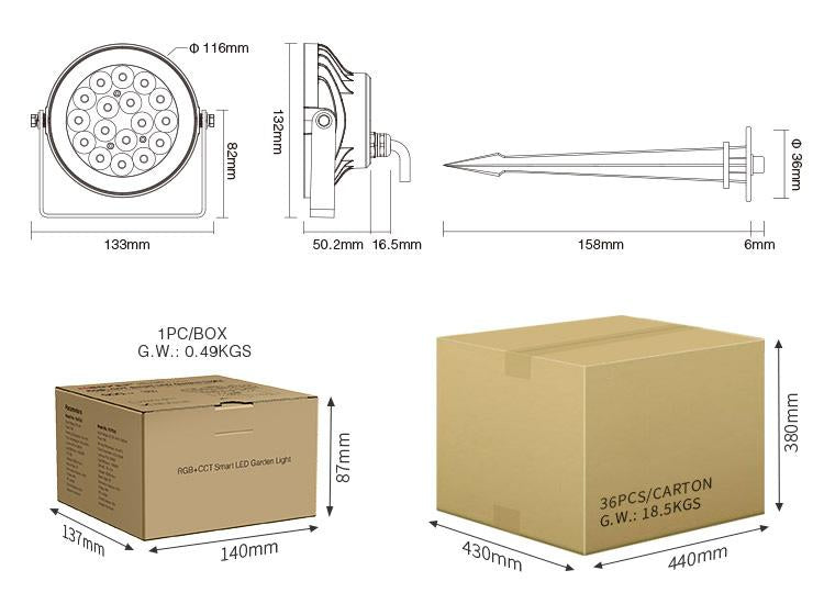 9W RGB+CCT Smart LED Garden Light