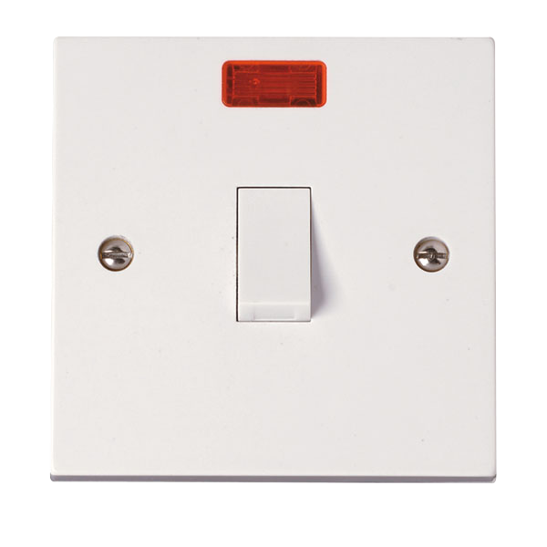 20A Double Pole Plate Switch With Neon & Optional Flex Outlet