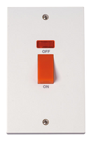 45A 2 Gang (Vertical) Double Pole Plate Switch With Neon