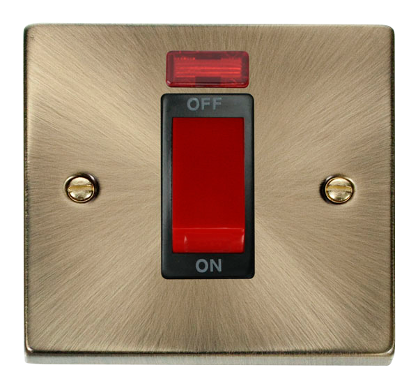 45A 1 Gang Double Pole Plate Switch With Neon