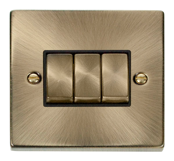 10AX Ingot 3 Gang 2 Way Plate Switch