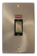 45A Ingot 2 Gang (Vertica) Double Pole Plate Switch With Neon