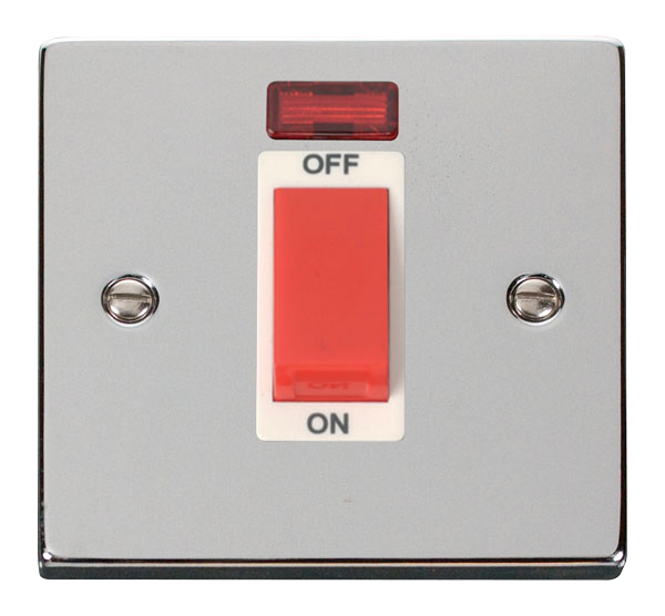45A 1 Gang Double Pole Plate Switch With Neon