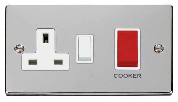 45A 2 Gang Double Pole Switch With 13A Double Pole Switched Socket Outlet
