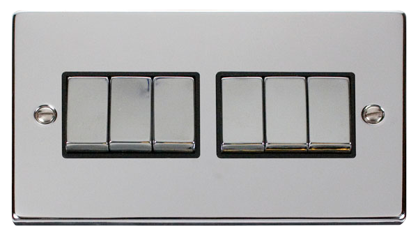10AX Ingot 6 Gang 2 Way Plate Switch