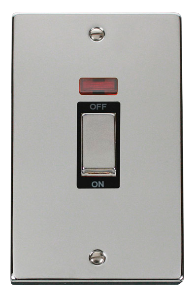 45A Ingot 2 Gang (Vertica) Double Pole Plate Switch With Neon
