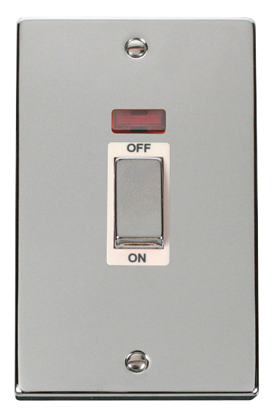 45A Ingot 2 Gang (Vertica) Double Pole Plate Switch With Neon