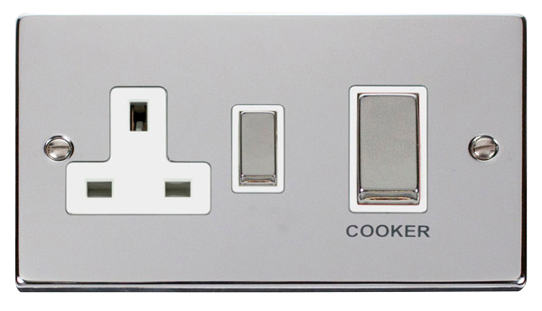 45A Ingot 2 Gang Double Pole Switch With 13A Double Pole Switched Socket Outlet
