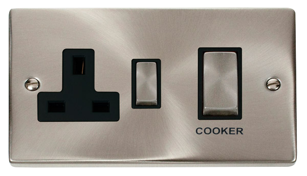 45A Ingot 2 Gang Double Pole Switch With 13A Double Pole Switched Socket Outlet