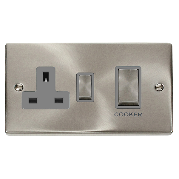 45A Ingot 2 Gang Double Pole Switch With 13A Double Pole Switched Socket Outlet