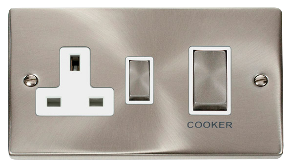 45A Ingot 2 Gang Double Pole Switch With 13A Double Pole Switched Socket Outlet