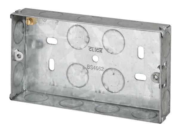 2 Gang 25mm Deep Galvanised Steel K.O. Box
