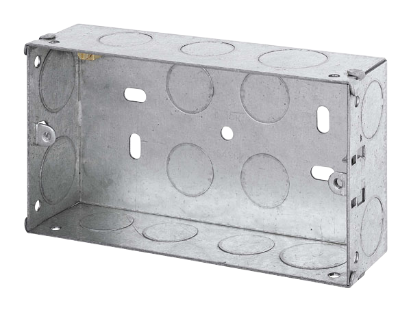 2 Gang 35mm Deep Galvanised Steel K.O. Box