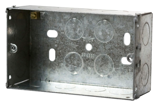 2 Gang 47mm Deep Galvanised Steel K.O. Box