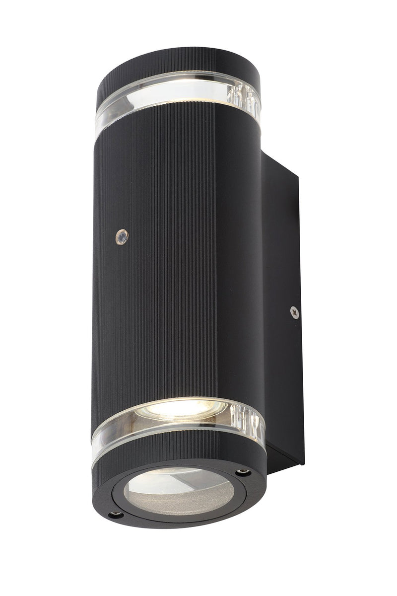 Helix Up/Down Wall Light with Photocell Sensor in Black Finish