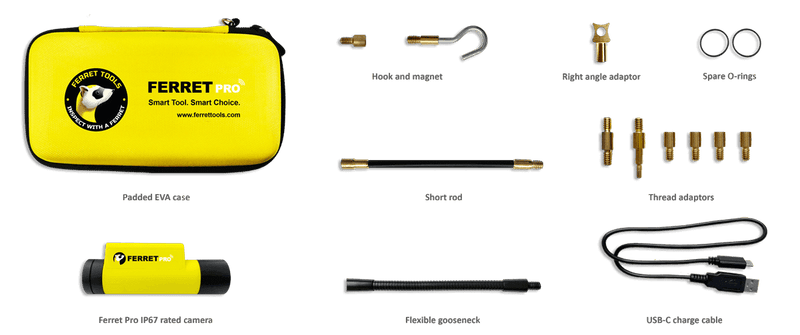 Ferret Pro –Wireless 720p WiFi Inspection Camera with variable focus lens